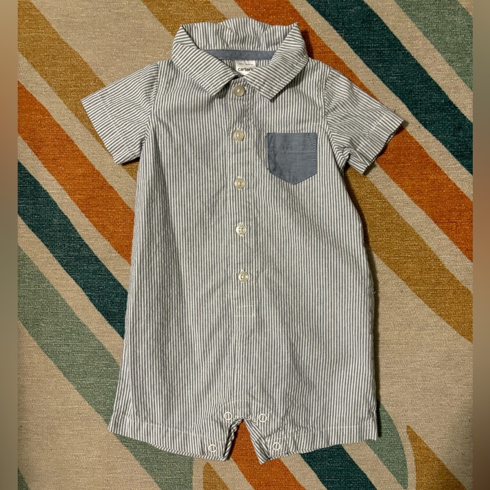 Carters size 9m baby boys striped romper
